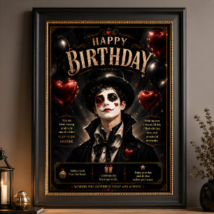 Poster Pierrot Élégant Noir et Blanc