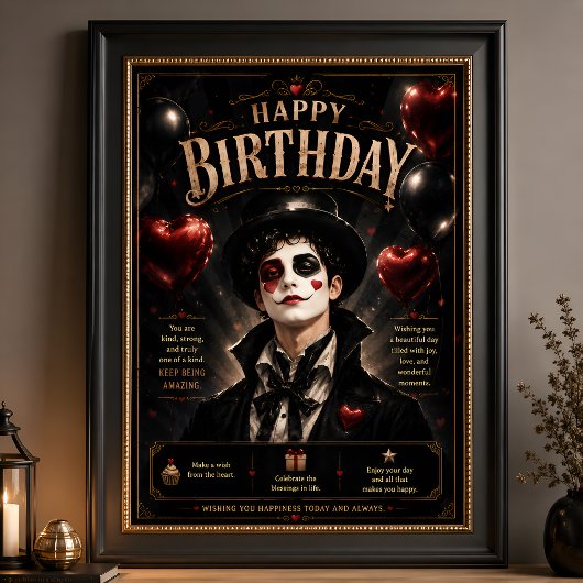 Poster Pierrot Élégant Noir et Blanc
