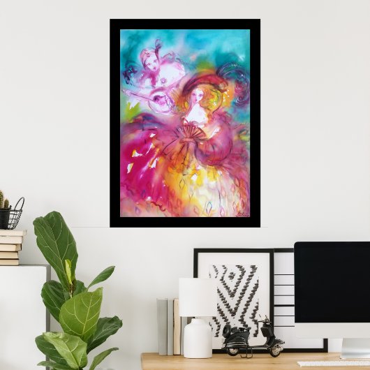 Poster Pierrot et Arlecchina (Bureau à domicile)