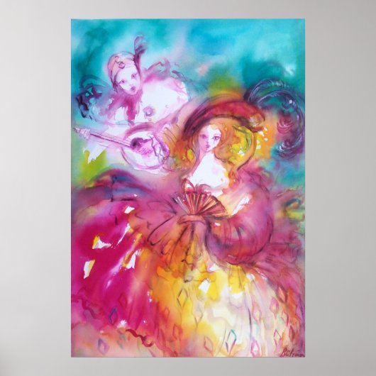 Poster PIERROT ET ARLECCHINA Carnaval vénitien, (Devant)