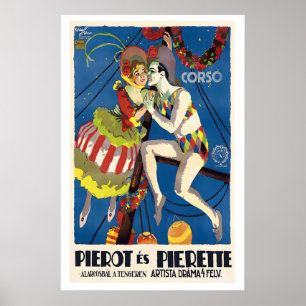 Poster Pierrot et Pierrette Drame muet 1924 Vintage