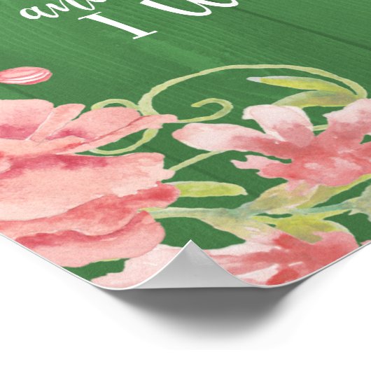 Poster Pies roses typographie verte citation signe mariag (Coin)