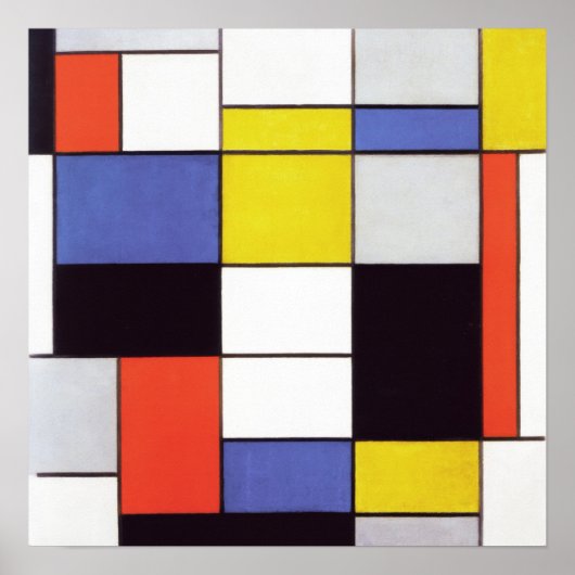 Poster Piet Mondrian Composition Art Abstrait Géométrique (Devant)