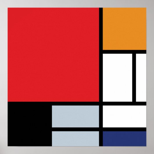 Poster Piet Mondrian - Composition avec un grand plan rou (Devant)