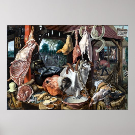Poster Pieter Aertsen Un stand de viande avec la Sainte F (Devant)