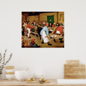 Poster Pieter Bruegel L'Ancien - Mariage paysan 1566 (Cuisine)