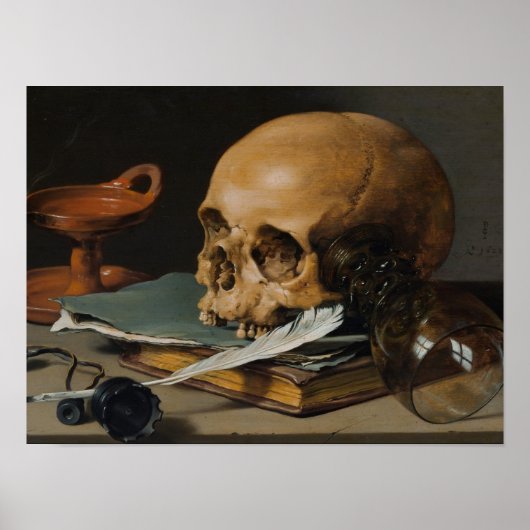 Poster Pieter Claesz : Silence Life with a Skull (Devant)