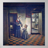 Poster Pieter de Hooch - Une femme avec un enfant dans un (Devant)