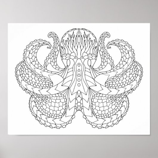 Poster Pieuvre à motifs ethniques 2 (Devant)