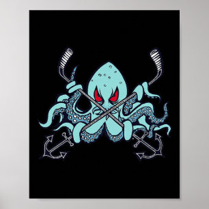 Poster Pieuvre de hockey sur glace Calmar Océan Monstre m