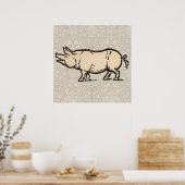 Poster Pig Antique Piggy Cute Illustration Vintage (Cuisine)
