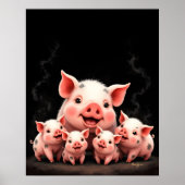 Poster Pig Artwork – Mother Pig & Piglets (Devant)