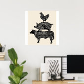 Poster Pig de vache Parties de poulet (Bureau à domicile)