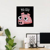 Poster Pig-loo Drôle de Pun Igloo Fond Sombre (Bureau à domicile)