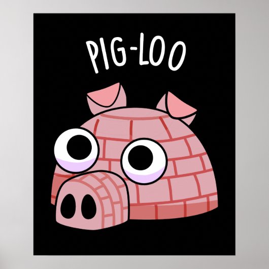 Poster Pig-loo Drôle de Pun Igloo Fond Sombre (Devant)
