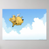 Poster Pig volant dans les nuages (Devant)