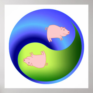 Poster Pig Yin Yang