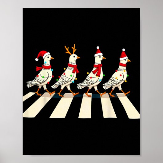 Poster Pigeon Crossing Road Xmas (Devant)