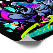 Poster Pigeon Party Shuffing Dance Déplace Drôle Oiseau D (Coin)