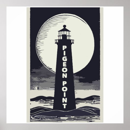 Poster Pigeon Point Lighthouse California Moon (Devant)
