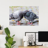 Poster Pigeons embrassants (Bureau à domicile)