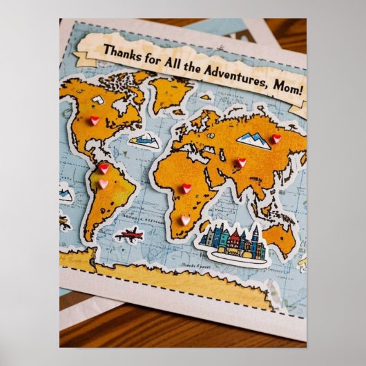 Poster Piges et points de repère de la carte mondiale (Devant)