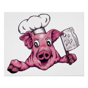 Poster Piggy The Hamiciac Maniac Cartoon Pig Chef Art