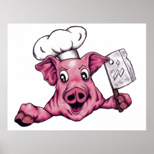 Poster Piggy The Hamiciac Maniac Cartoon Pig Chef Art