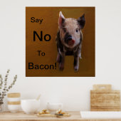 Poster Piglet mignon "Dites non à Bacon" (Cuisine)