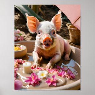 Poster Piglet Pampering, Amusants Bathroom Art, Cadeau po