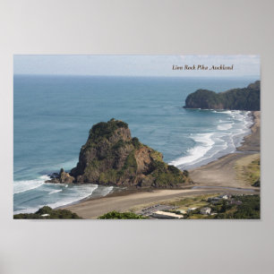 Poster Piha, Lion Rock, Auckland Nouvelle-Zélande