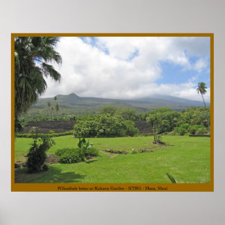 Poster Pi'ilanihale Heiau au jardin Kahanu - Maui