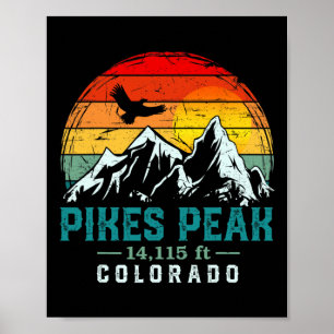 Poster Pikes Peak montagne en détresse Colorado Retro Hik