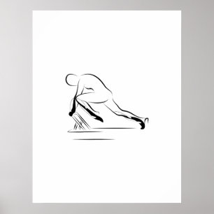 Poster Pilates - étirement du genou sur le réformateur