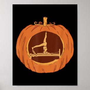 Poster Pilates réformateur drôle avec Halloween citrouill