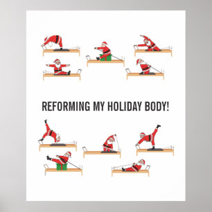 Poster Pilates Santa Reformer Noël