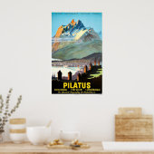 Poster Pilatus, montagnes, Suisse, voyage vintage (Cuisine)