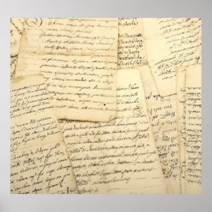 Poster Pile d'anciens manuscrits Vintages