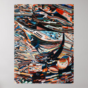 Poster Pile de bateau en bois marron et bleu