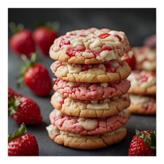 Poster Pile De Biscuits Aux Pépites De Chocolat Blanc Et (Devant)