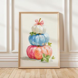 Poster Pile de Citrouille Whimsical Fall Pastel