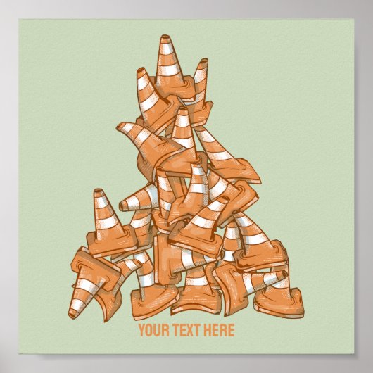 Poster Pile de cônes de route orange (Devant)