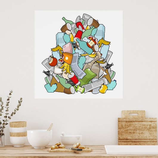 Poster Pile de déchets (Cuisine)