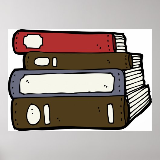 Poster Pile de livres Lecture de bibliothèque (Devant)