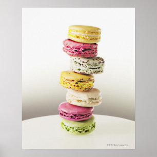 Poster Pile de macarons vibrants