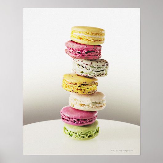 Poster Pile de macarons vibrants (Devant)