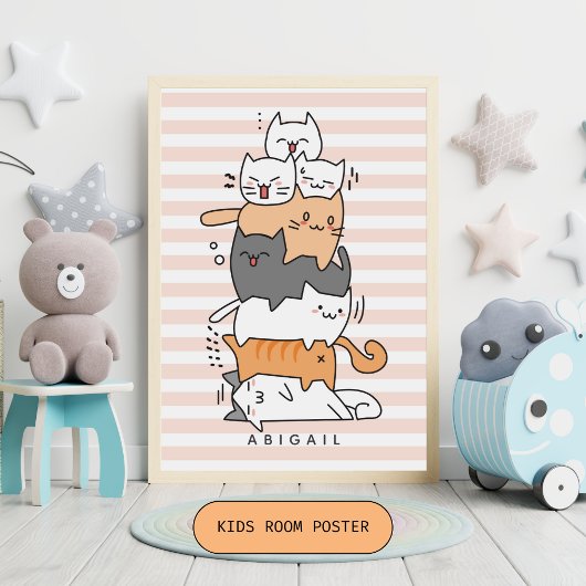 Poster Pile mignonne de chats Chambres pour enfants