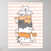 Poster Pile mignonne de chats Chambres pour enfants (Devant)