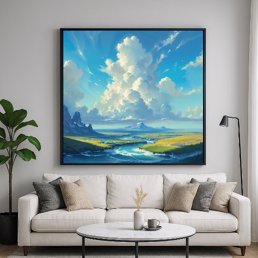 Poster Pilier de Nuages - Style d'Illustration de la Natu