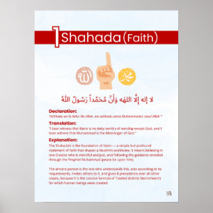 Poster Piliers de l'Islam - Shahada (Foi) Rouge